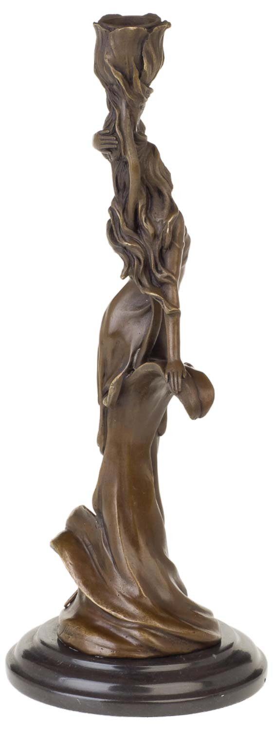 Aubaho Kerzenständer Bronzeskulptur Frau Bronze Statue Kerzenständer 33c Antik-Stil - Figur