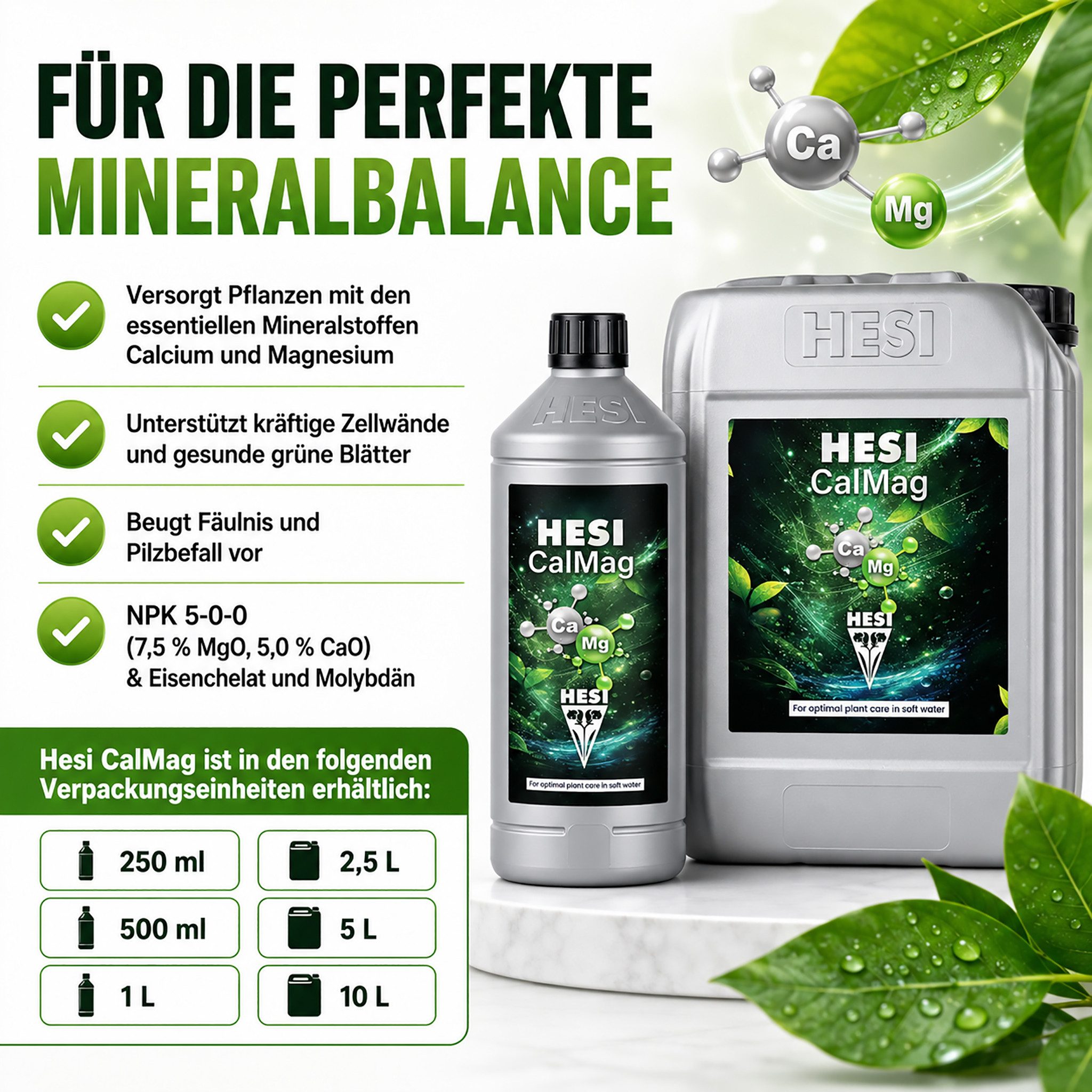HESI Pflanzendünger HESI CalMag, Calzium-Magnesium-Dünger, Perfekte Grow Mineralbalance, PERFEKTE MINERALBALANCE