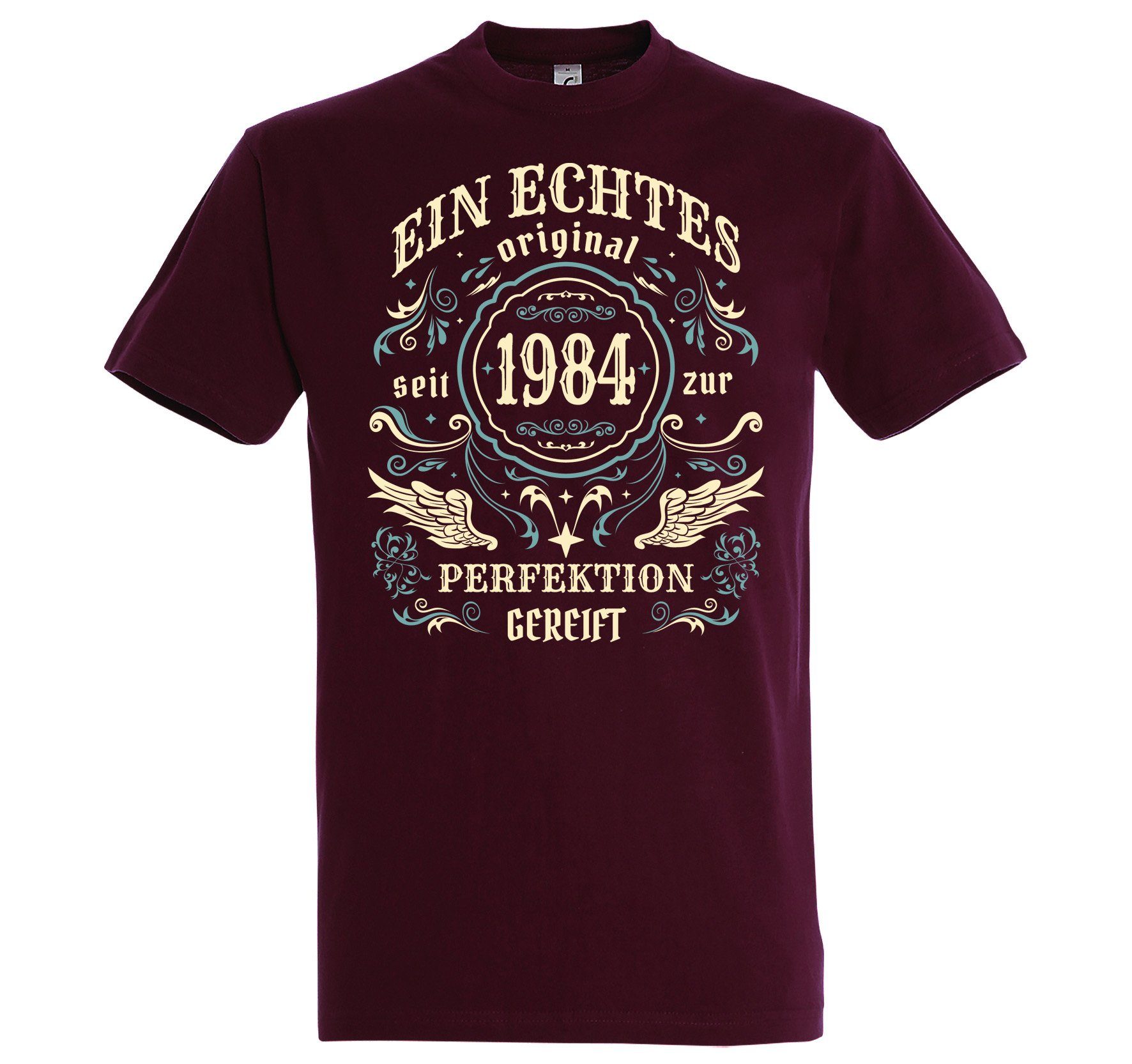 Youth Designz T-Shirt Original Seit 1984 Herren T-Shirt 40. Geburtstag 2024 mit lustigem Spruch zum Geburtstag Burgund