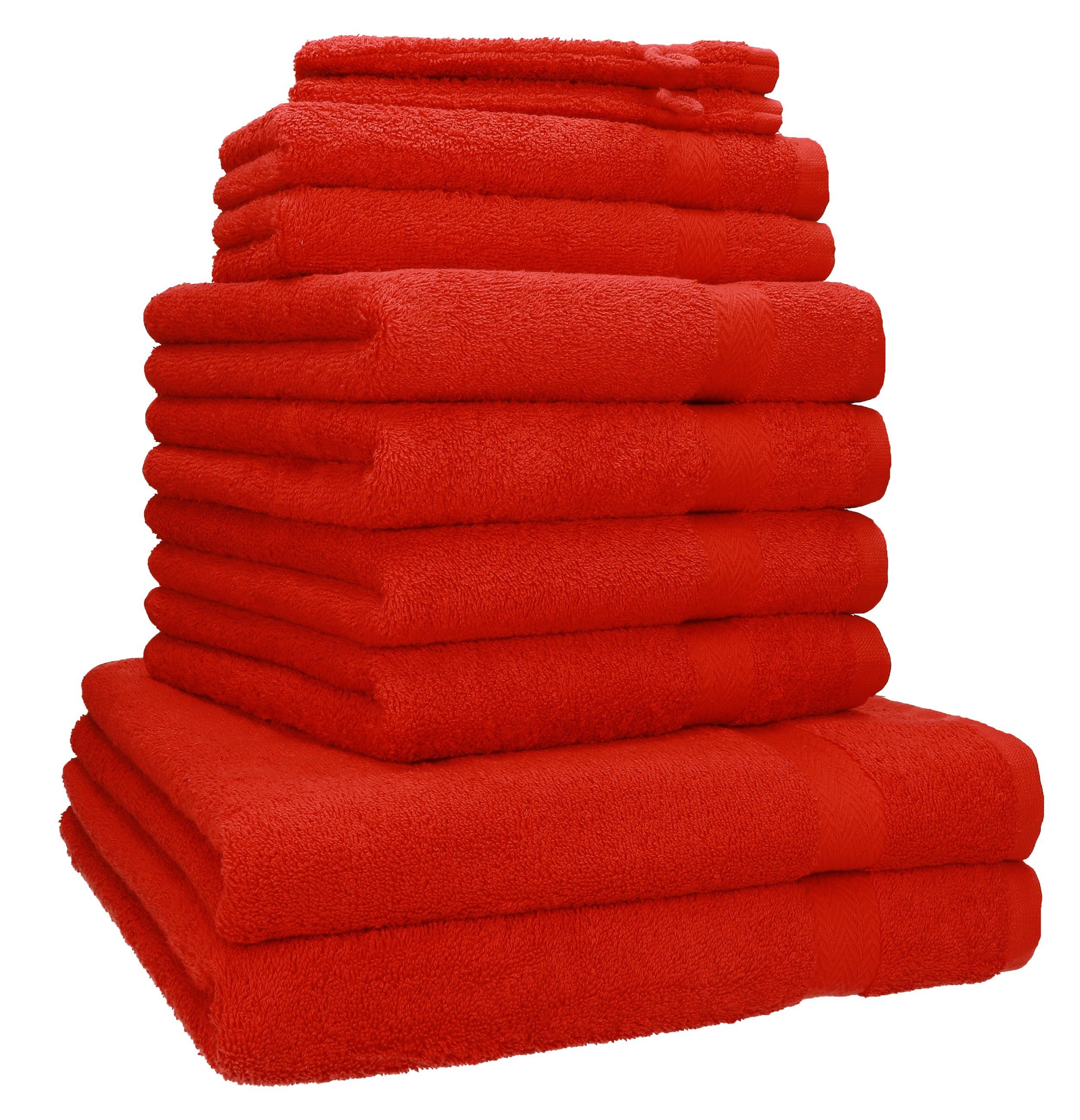 Betz Handtuch Set 10-tlg. Handtuch-Set PREMIUM 100% Baumwolle, 100% Baumwolle, (10-tlg) rot