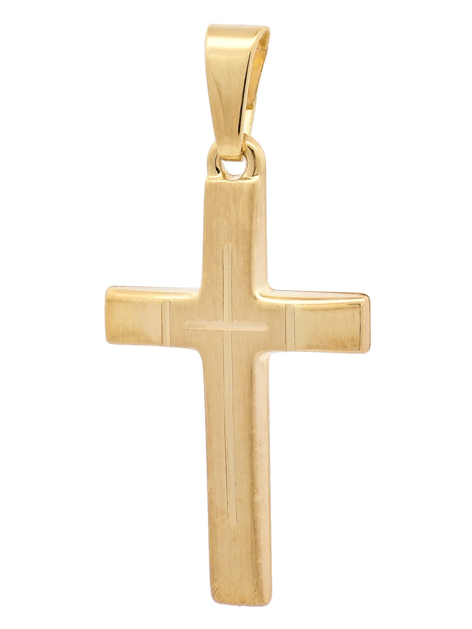 Kettenanhänger Kettenanhänger Gold Anhänger Kreuz massiv 585 - 14 Karat Gold