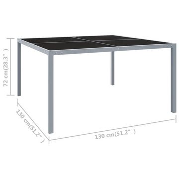 furnicato Gartentisch 130x130x72 cm Grau Stahl und Glas