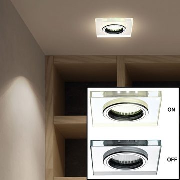 etc-shop LED Einbaustrahler, Leuchtmittel inklusive, Warmweiß, 4er Set Decken Lampen Glas Einbau Spots Wohn Arbeits Zimmer Deko LED