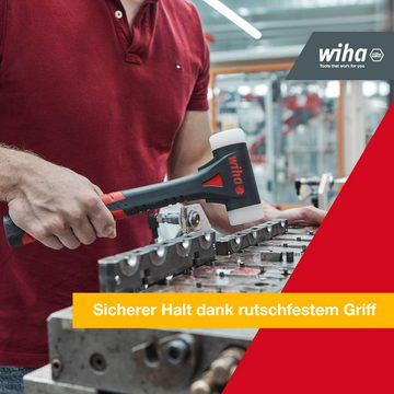 Wiha Gummihammer Schonhammer FibreBuzz® (44598), rückschlagfrei, sehr hart, wechselbarer Polyamid-Schlagkopf, Ø 40 mm