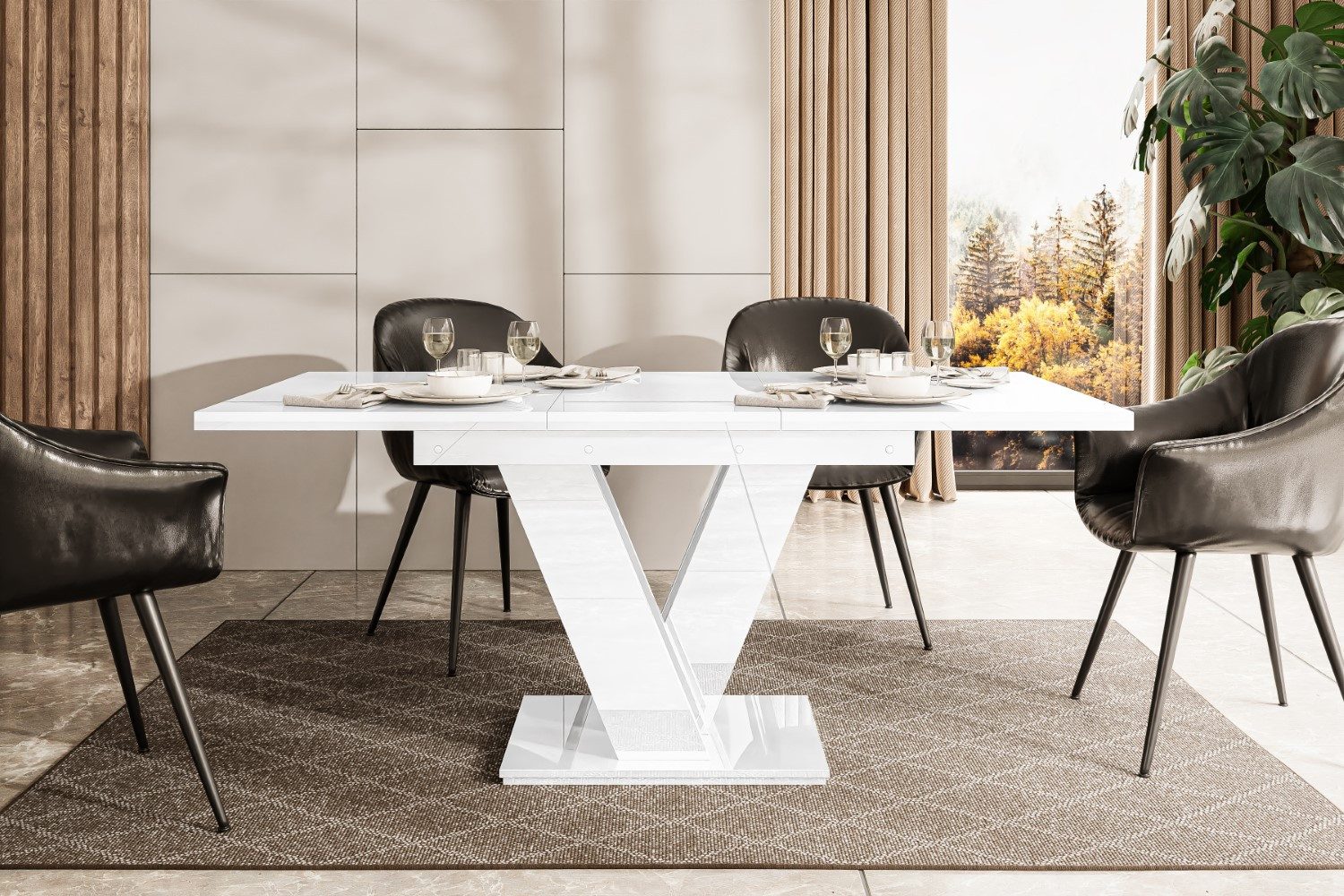 ALTDECOR Esstisch ASIV (Esstisch ausziehbar, Esszimmertische, Tisch Wohnzimmertisch), Esszimmertisch ausziehbar 120 - 160 x 80 x 75 cm – Bild 4 von 5