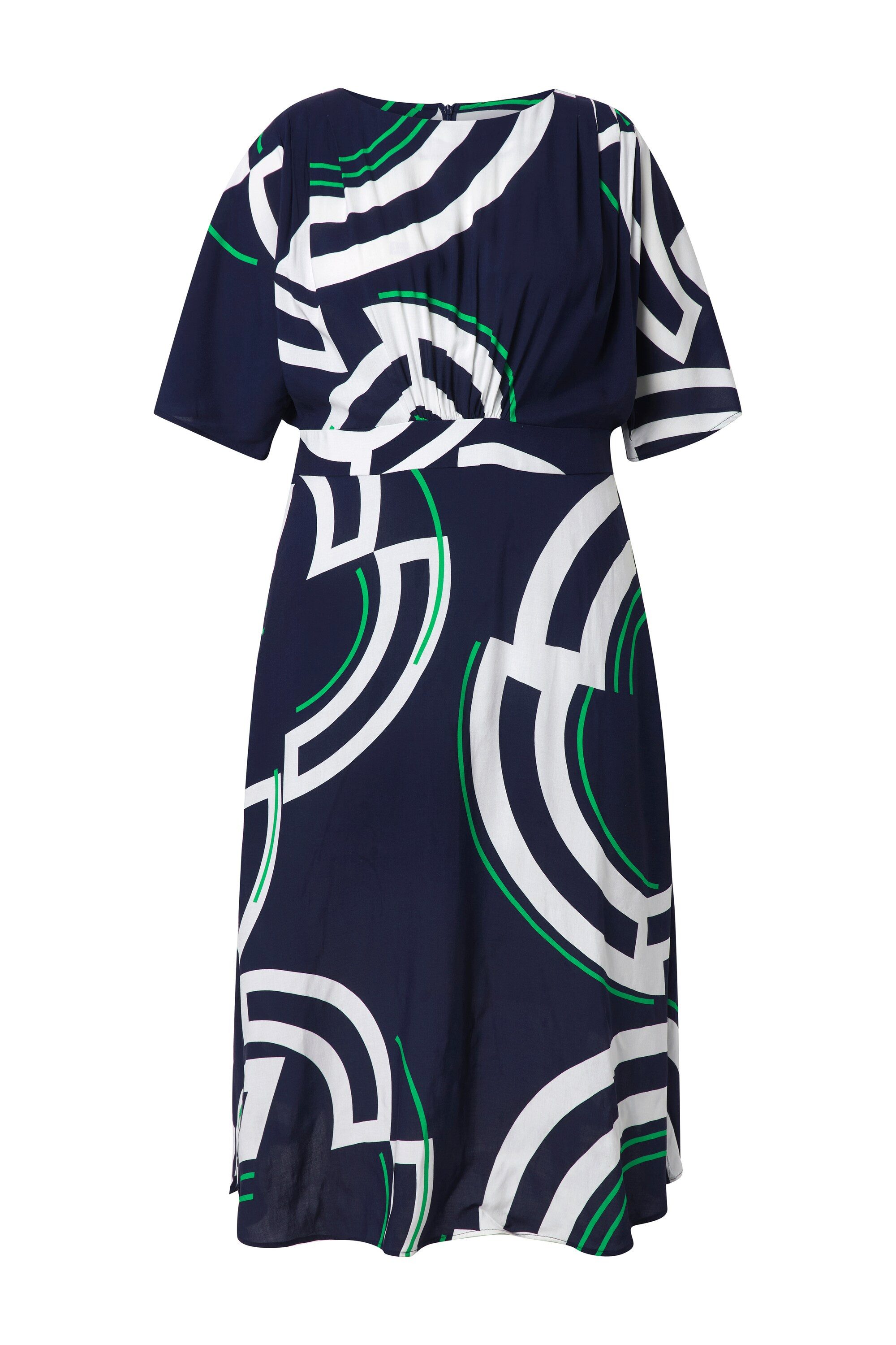 Ulla Popken Maxikleid Midikleid Kreise A-Linie U-Boot-Ausschnitt Halbarm günstig online kaufen