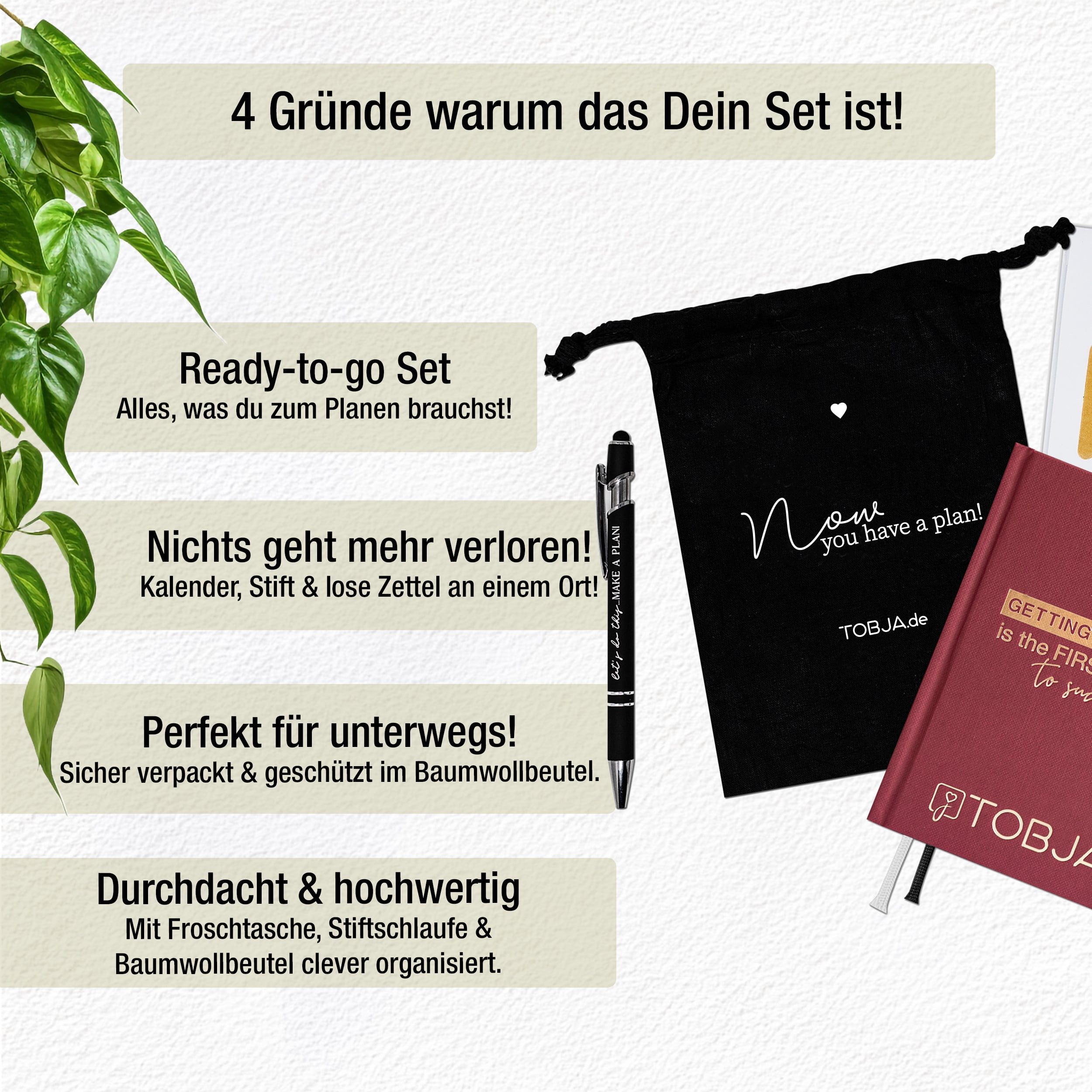 Thumbnail - TOBJA Taschenkalender 2026 A6 Taschenkalender rot inkl. Zubehör Set, Terminplaner mit Froschtasche, Stift, Pen-Loop und ...