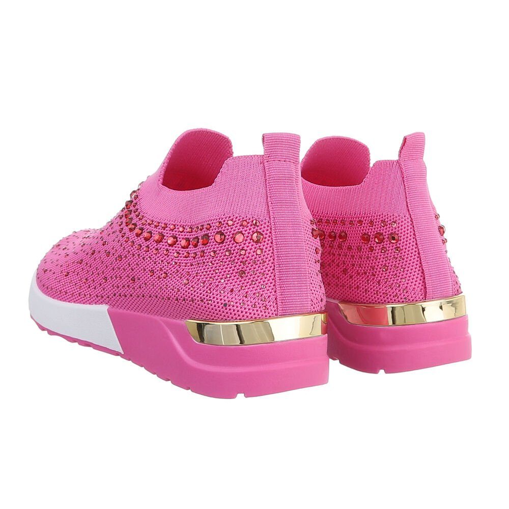 Sneaker Damen Pink Low-Top Ital-Design Low Sneakers Freizeit in Flach