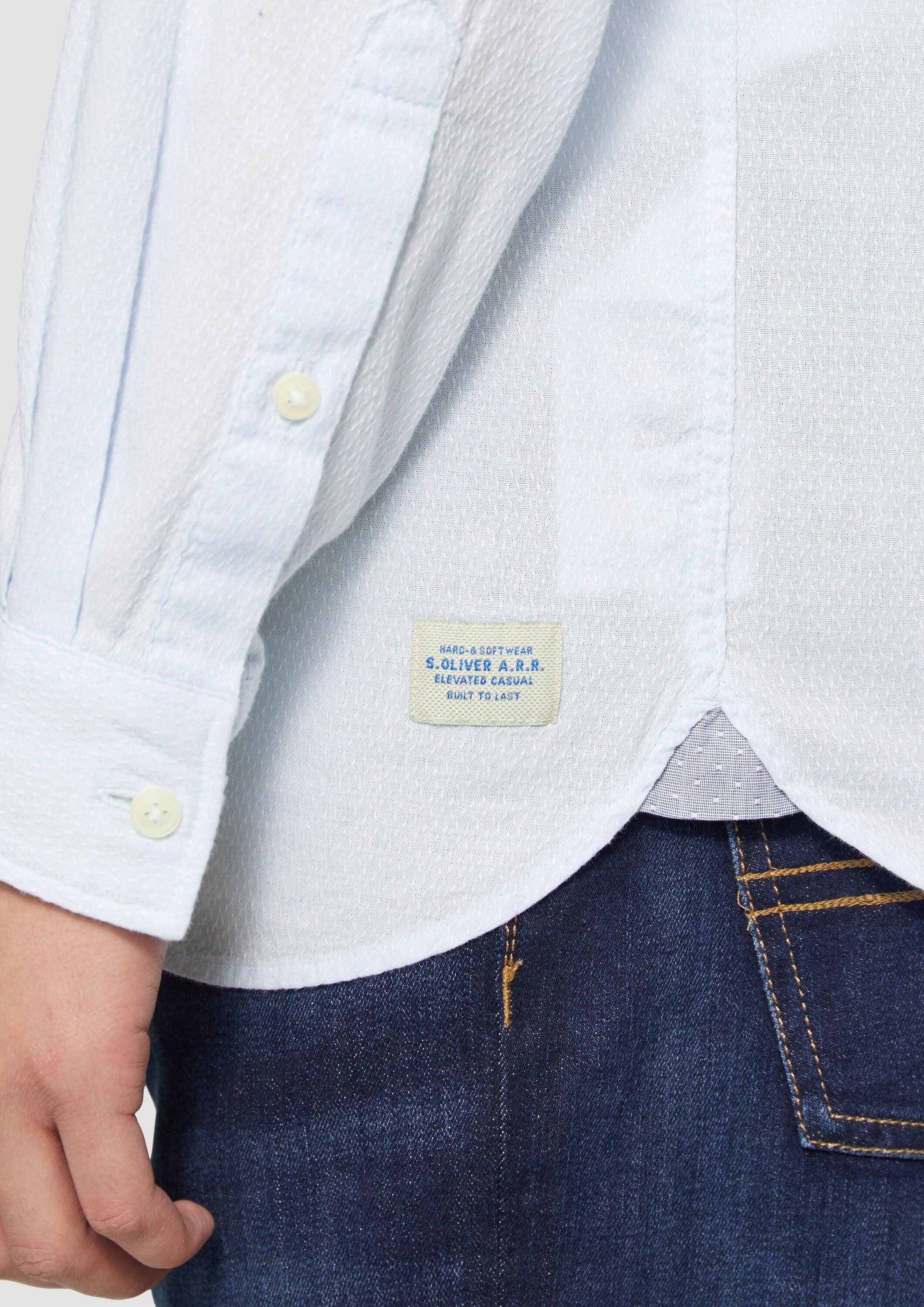 s.Oliver Langarmhemd Hemd Regular Fit: Baumwollhemd mit Strukturmuster