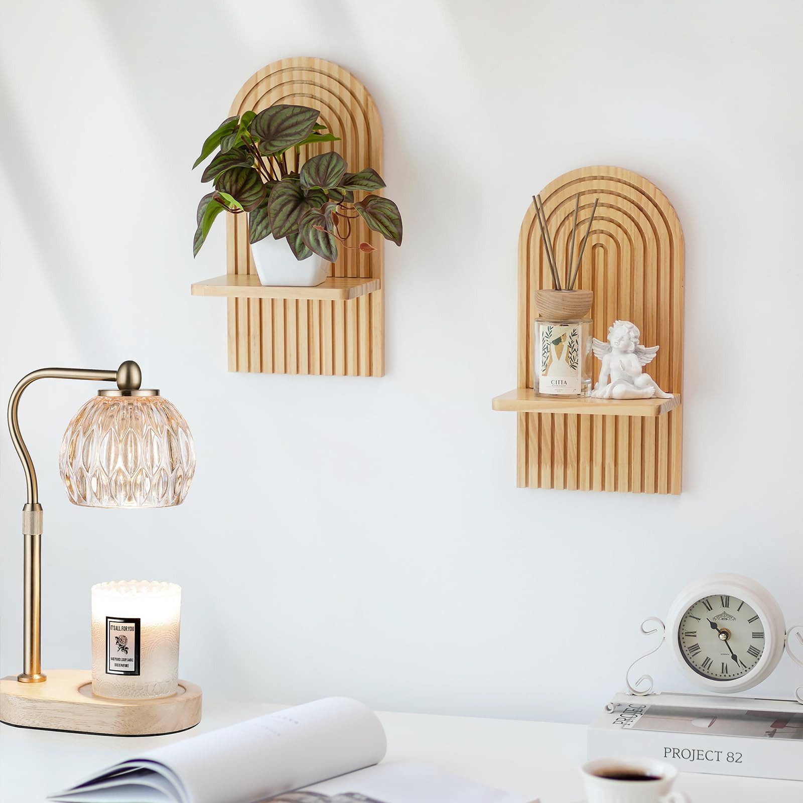 Minicloss Wandregal 2 -tlg Holz Boho Wanddeko, Hängeregal mit Dübel, 2-tlg. günstig online kaufen