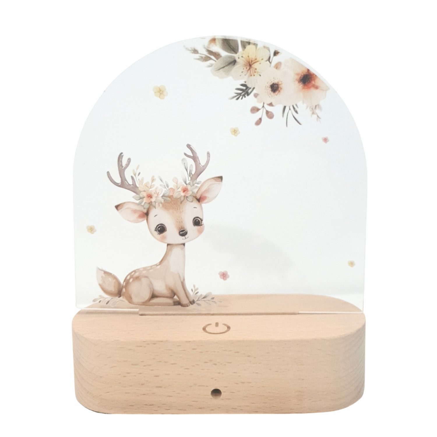 Little Lorien Nachtlicht Reh Nachtlicht für Kinder – Farbwechsel, Holz-Basis & Fernbedienung, 16 Farbe, Gelb, Blau, Rot, Grün, Tageslichtweiß, Pink, Lila