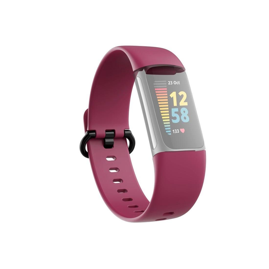 Hama Smartwatch-Armband Armband für Fitbit Charge 5, Uhrenarmband zum Tauschen, universal bordeaux