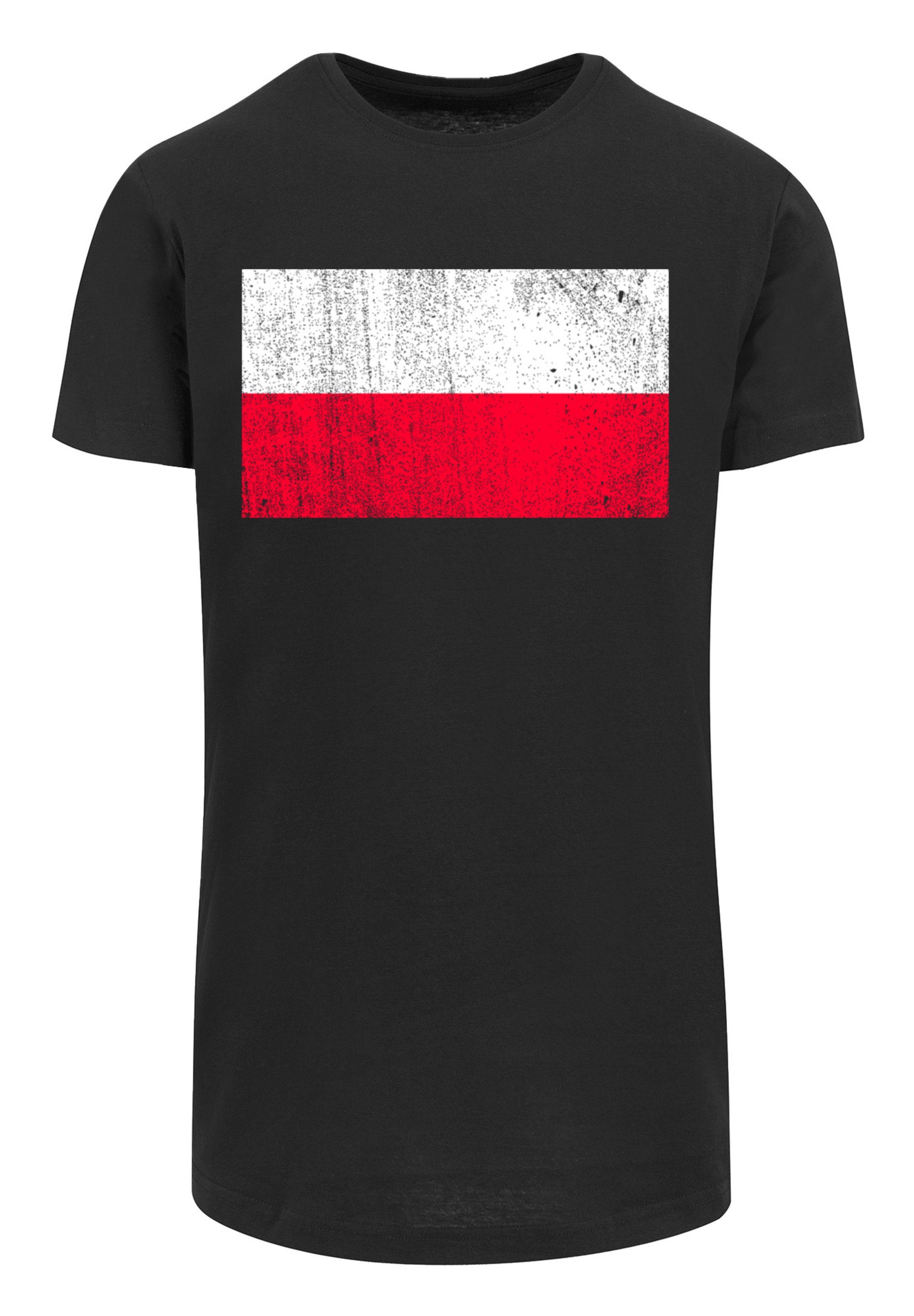 F4NT4STIC T-Shirt Poland Polen Flagge distressed Print, Das Model ist 180  cm groß und trägt Größe M
