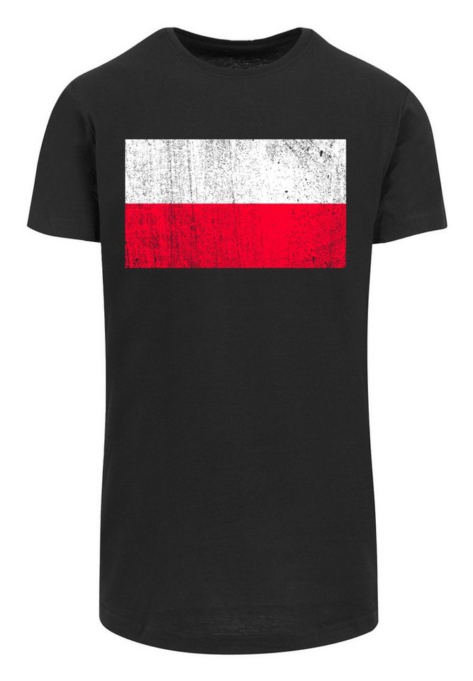 F4NT4STIC T-Shirt Poland Polen Flagge distressed Print, Das Model ist 180  cm groß und trägt Größe M