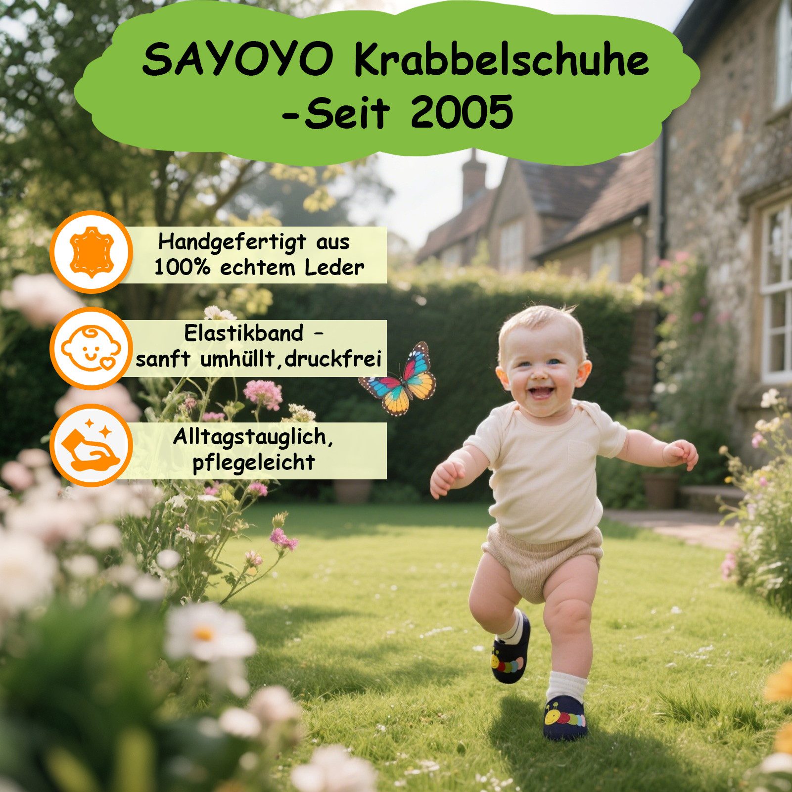 Sayoyo Weiche Leder Krabbelschuhe Hausschuhe Lederpuschen Löwe Lauflernschuh (100% Leder) – Bild 5 von 5