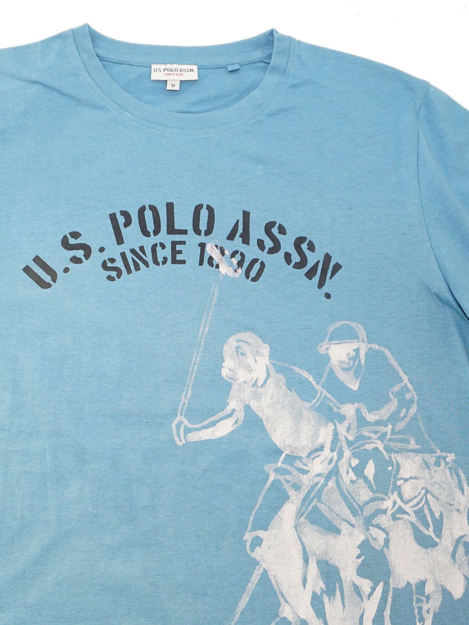 U.S. Polo Assn Since Kurzarmshirt (1-tlg) mit T-Shirt T-Shirt hellblau Rundhals 1890 und