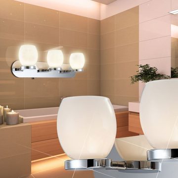 Globo LED Wandleuchte, LED-Leuchtmittel fest verbaut, Warmweiß, 9 Watt LED Wand Leuchte Glas opal Schalter Beleuchtung Chrom
