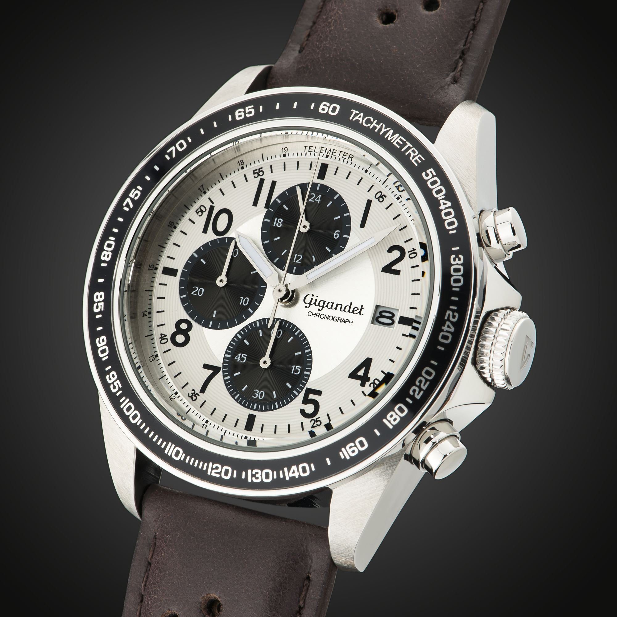 Gigandet Chronograph Racetrack, Mineralglas, Chronograph, Datumsanzeige, 24-Std. Anzeige, Tachymeter