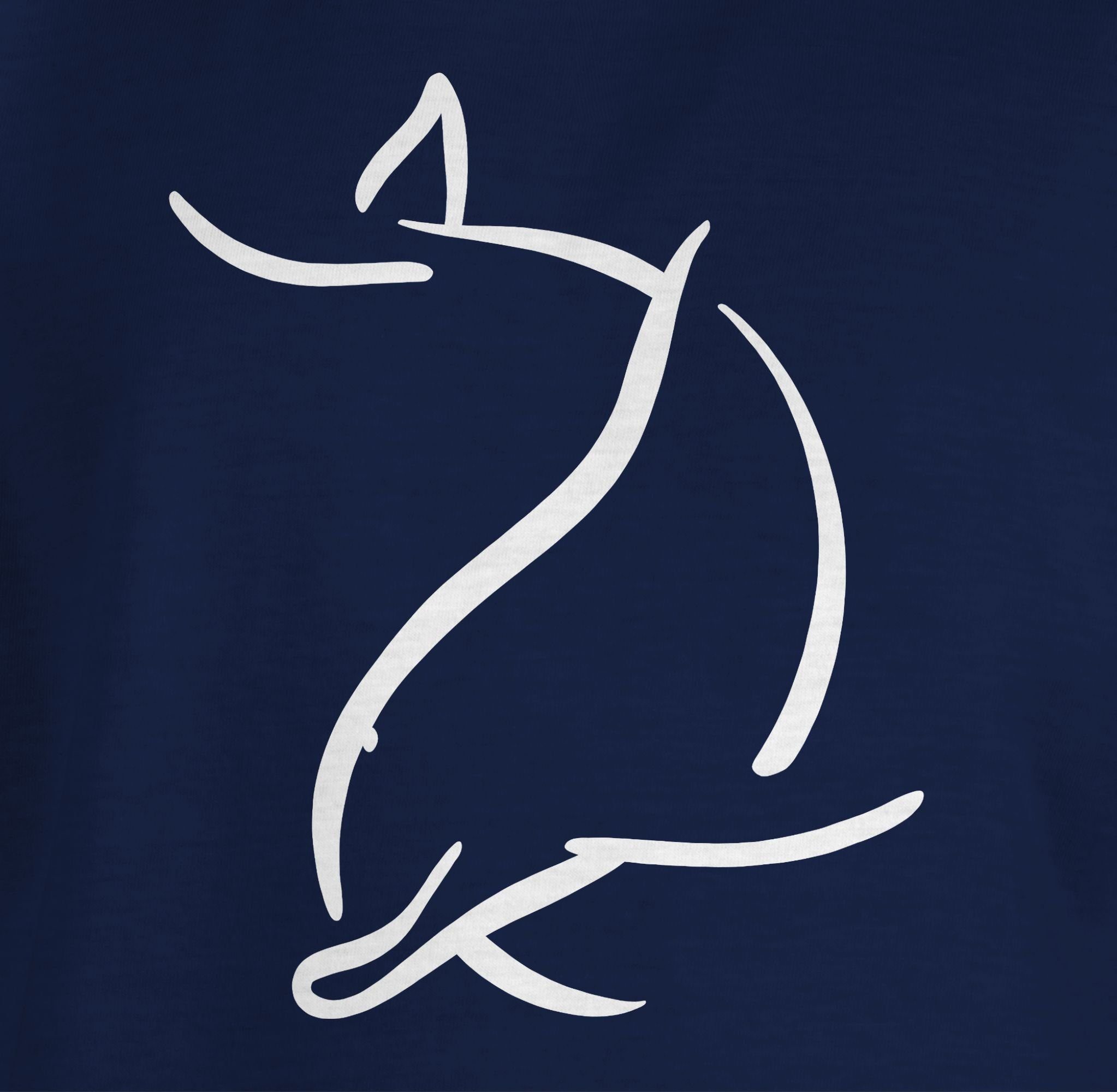 Delfin Print Simpler Tiermotiv 1 Dunkelblau Shirtracer T-Shirt Animal