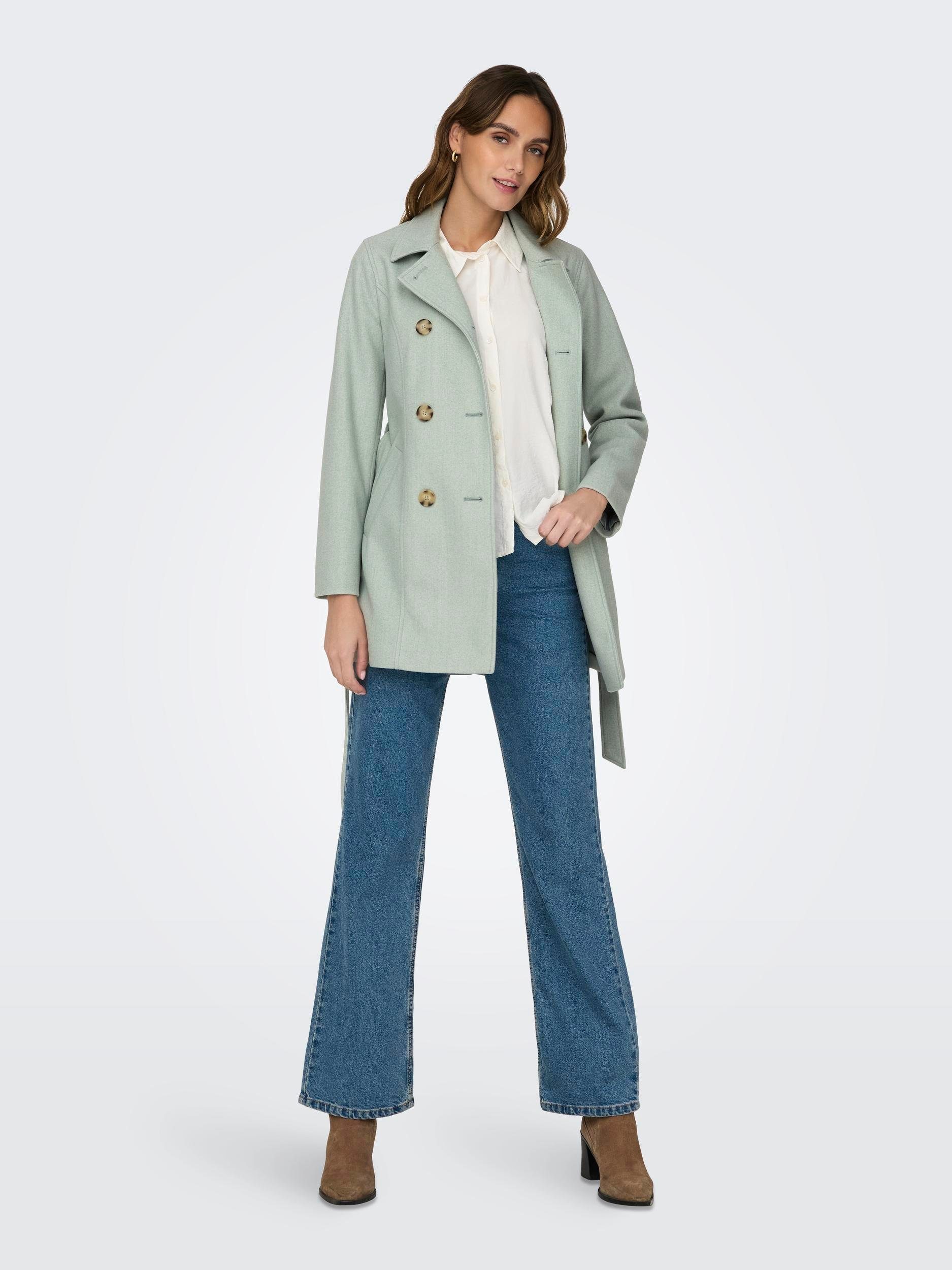 COAT OTW FITTED TRENCH Subtle Green ONLNANCY ONLY LIFE Detail:MELANGE Kurzmantel