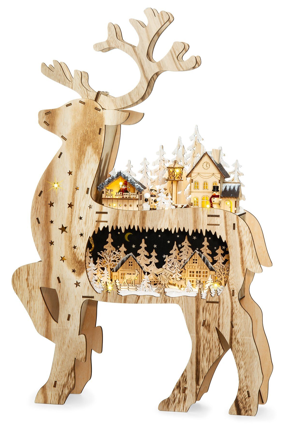 SIKORA Schwibbogen LB05 XXL 3D Rentier mit LED Beleuchtung H:67 cm