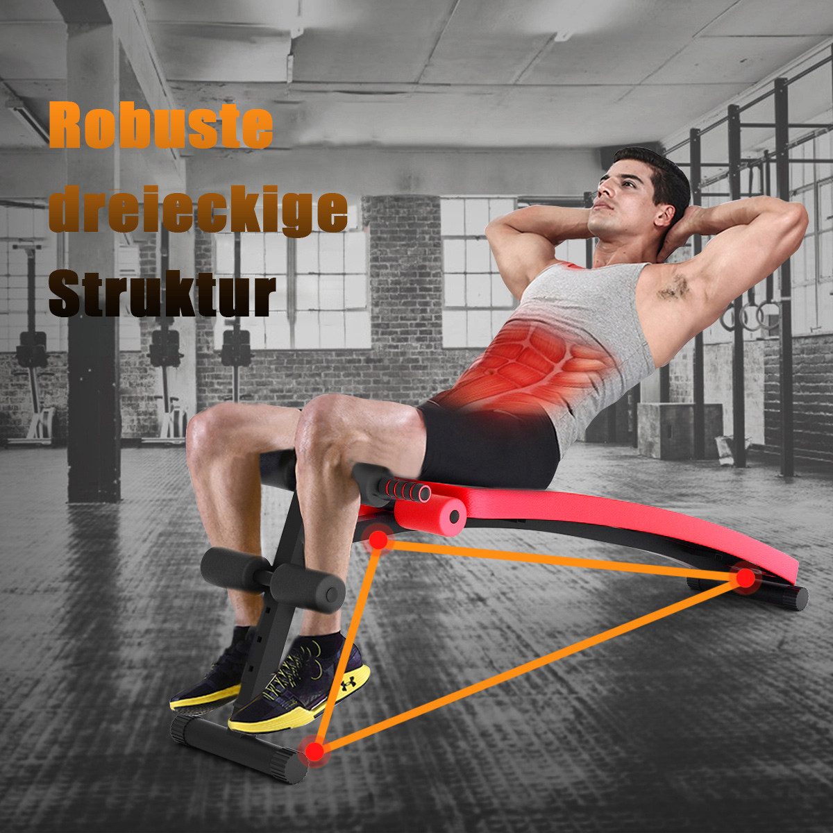 COSTWAY Sit-Up Bank, Klappbare Schrägbank, verstellbar, bis 200 kg belastbar