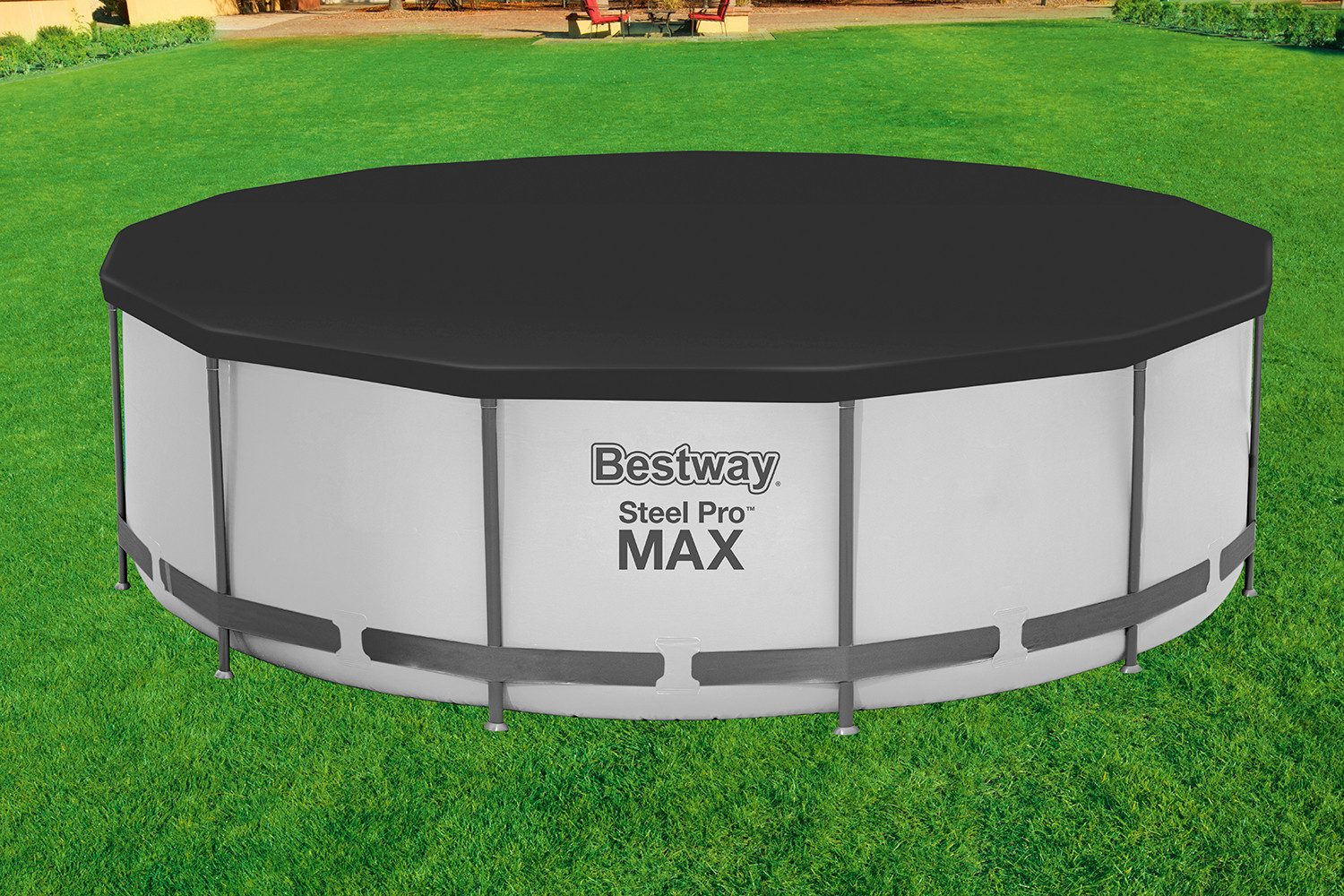 Bestway Pool-Abdeckplane Ø 370 cm (Packung, 1-St., schwarz, rund), verhindern