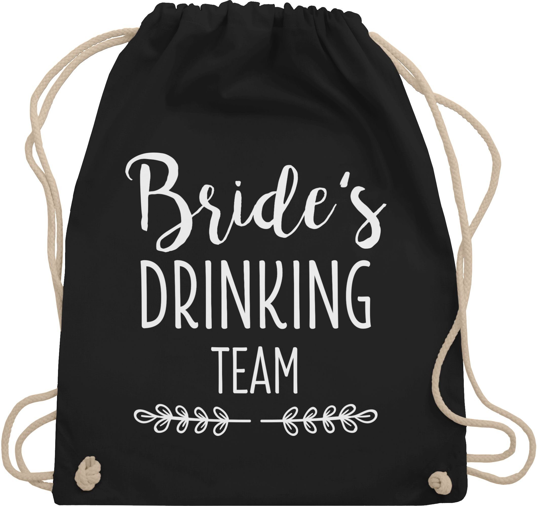 Shirtracer Turnbeutel Bride's Drinking Team, JGA Junggesellenabschied Frauen 03 Schwarz