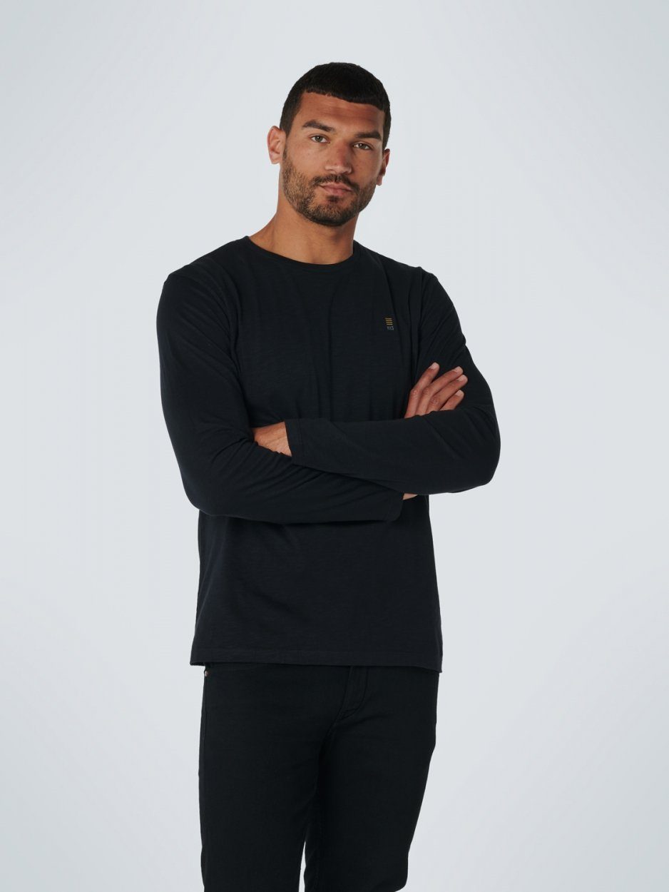 NO EXCESS Langarmshirt T-Shirt Long Sleeve Crewneck Slub (1-tlg) black