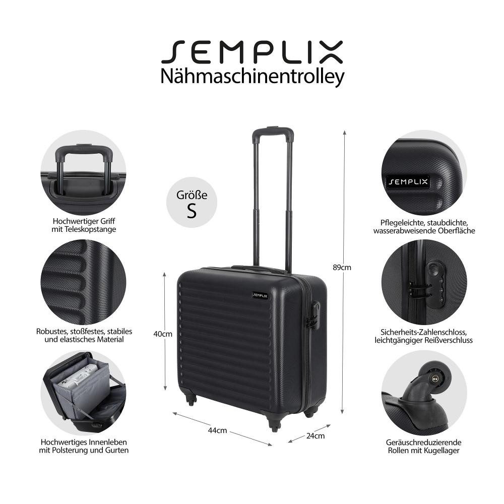 Semplix Nähmaschinen-Trolley - Nähmaschinen-Hartschalen-Koffer 44 x 24 x 40 günstig online kaufen