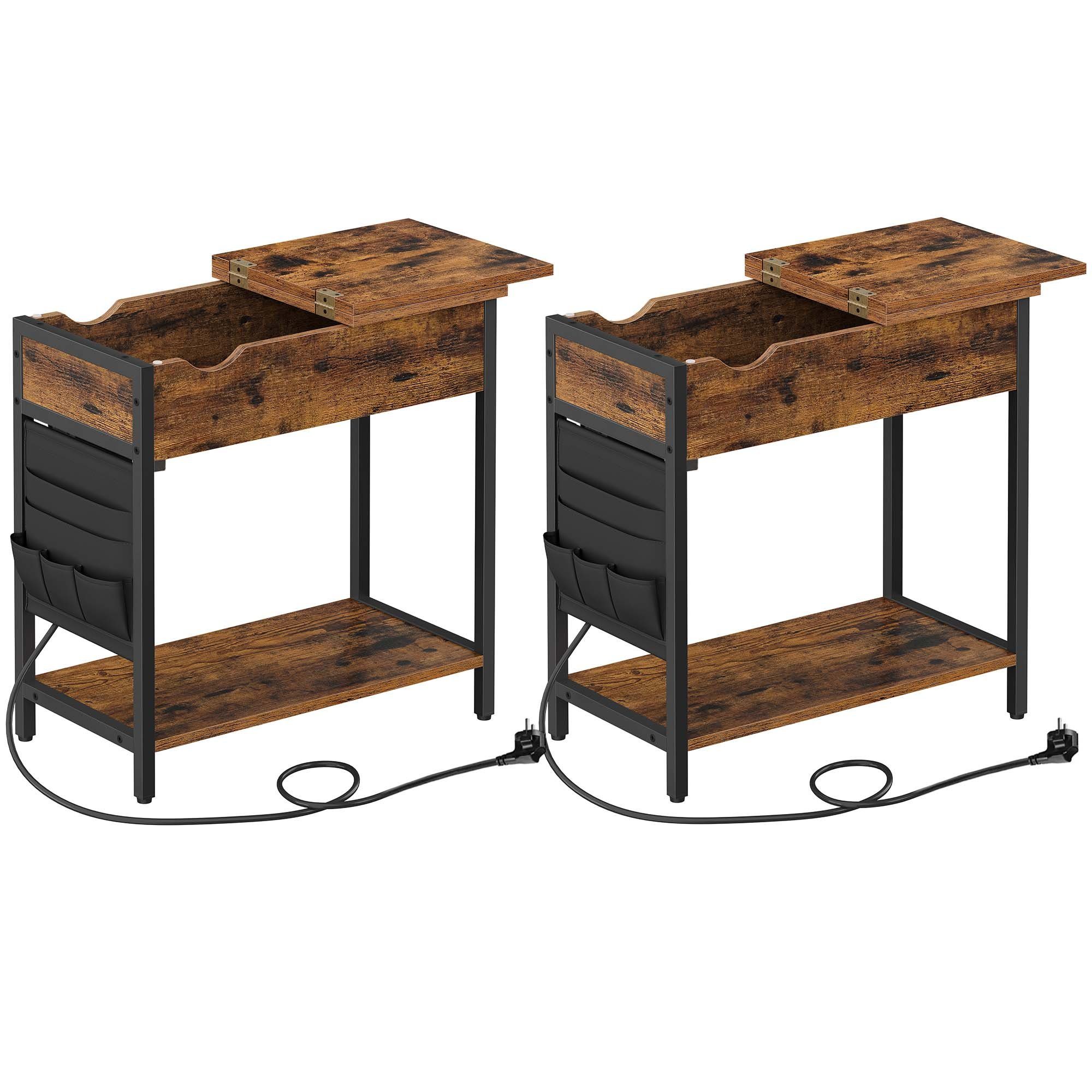 VASAGLE Beistelltisch (2-St), Steckdosen und USB-Anschlüsse, klappbare Tisc günstig online kaufen