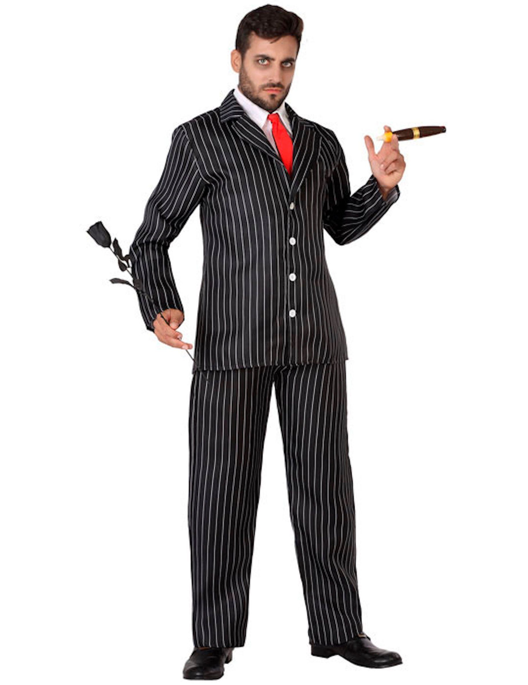 atosa Monster-Kostüm Klassischer Gangster Gentleman Herren Kostüm schwarz-weiss-rot