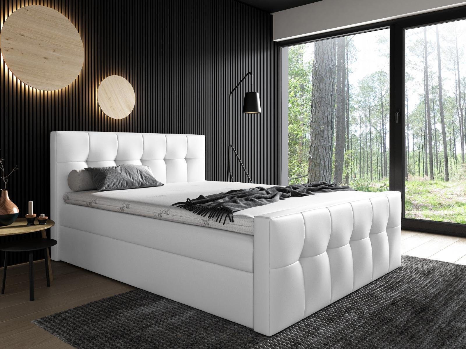 JVmoebel Bett, Boxspring Bett Schlafzimmer Betten 200x200 Polsterbett Design Doppel Weiß