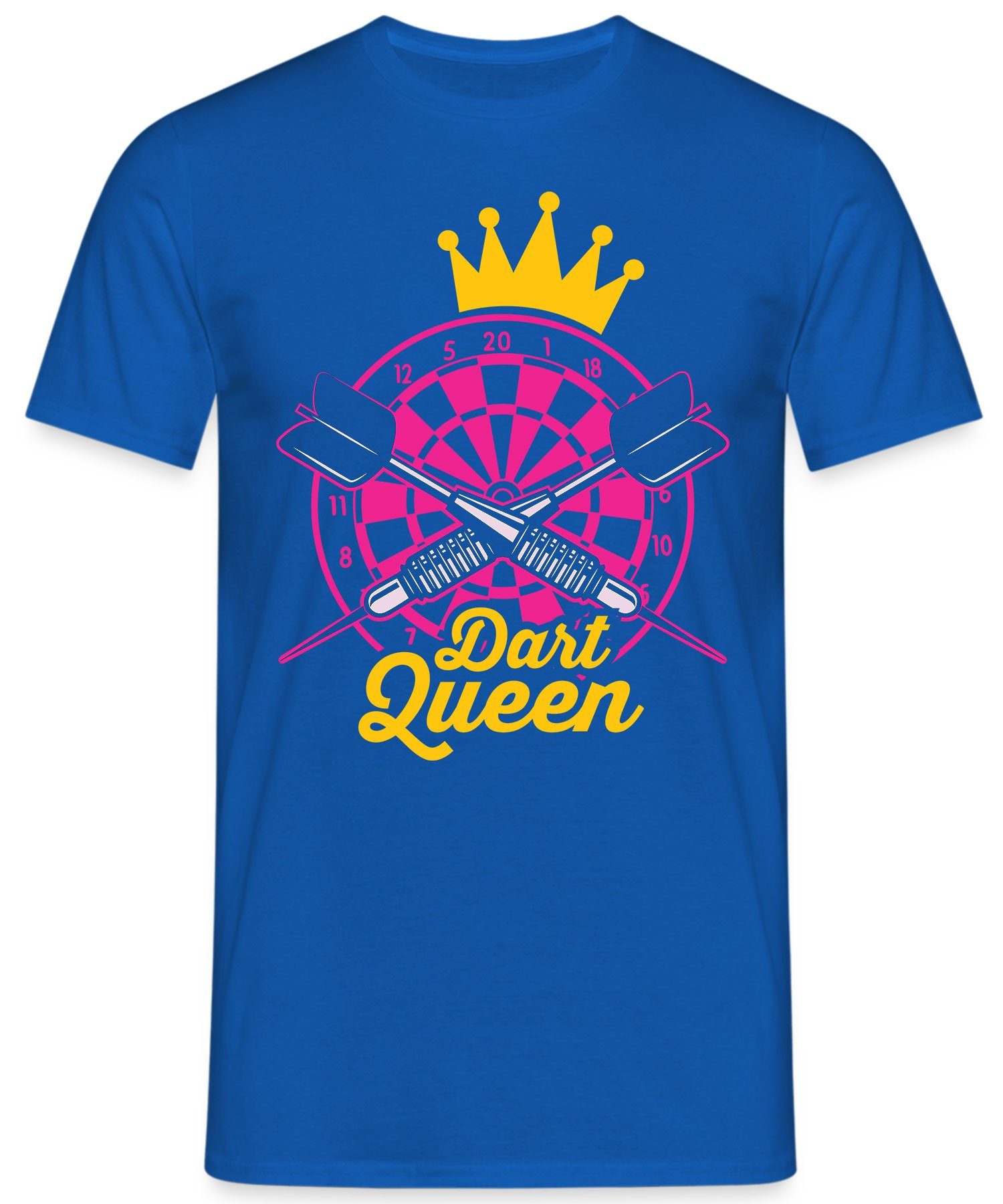 Dart Dartpfeil Quattro (1-tlg) T-Shirt Kurzarmshirt Herren Dartscheibe Queen - Formatee Blau Dartspieler
