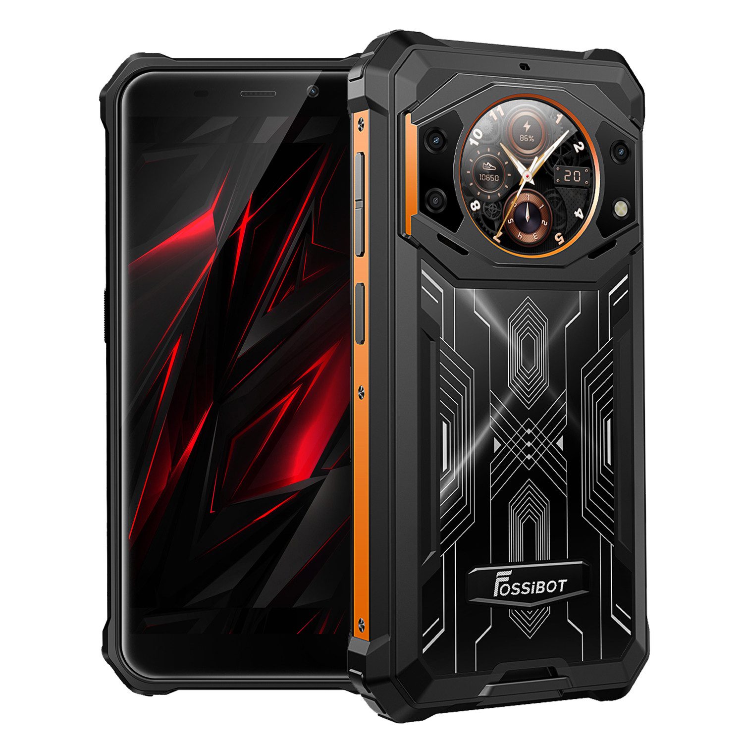 Fossibot F101 Pro 4G Outdoor Handy 8GB+128GB Rugged Smartphone (5.45 Zoll, 128 GB Speicherplatz, 24 MP Kamera, Zweitdisplay 10600mAh Android 13 IP68/IP69K)