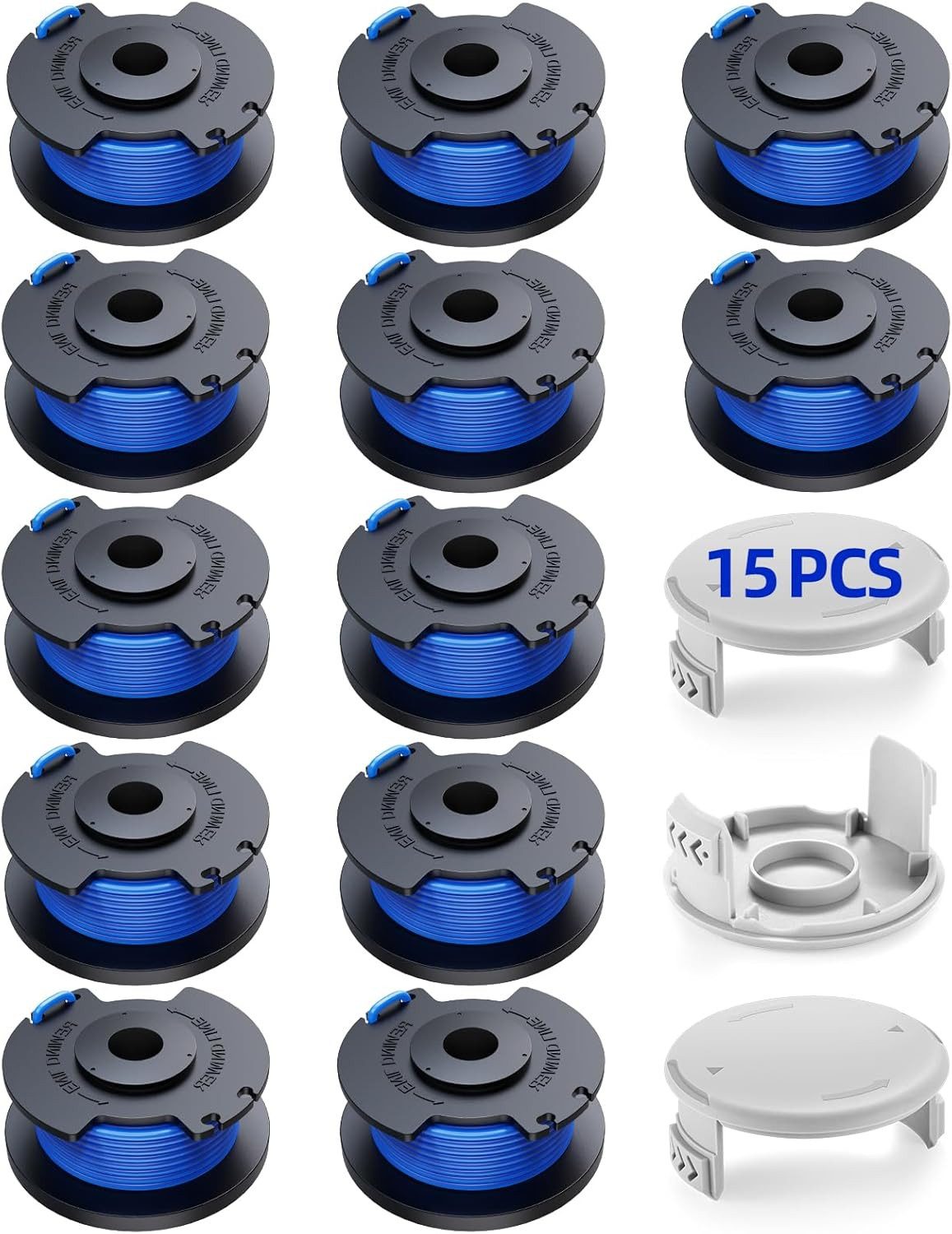 FELIXLEO Rasentrimmer-Ersatzspule 12x Trimmer Spule 3x Kappe für Ryobi One+ 18V 24V 40V, (1-St)