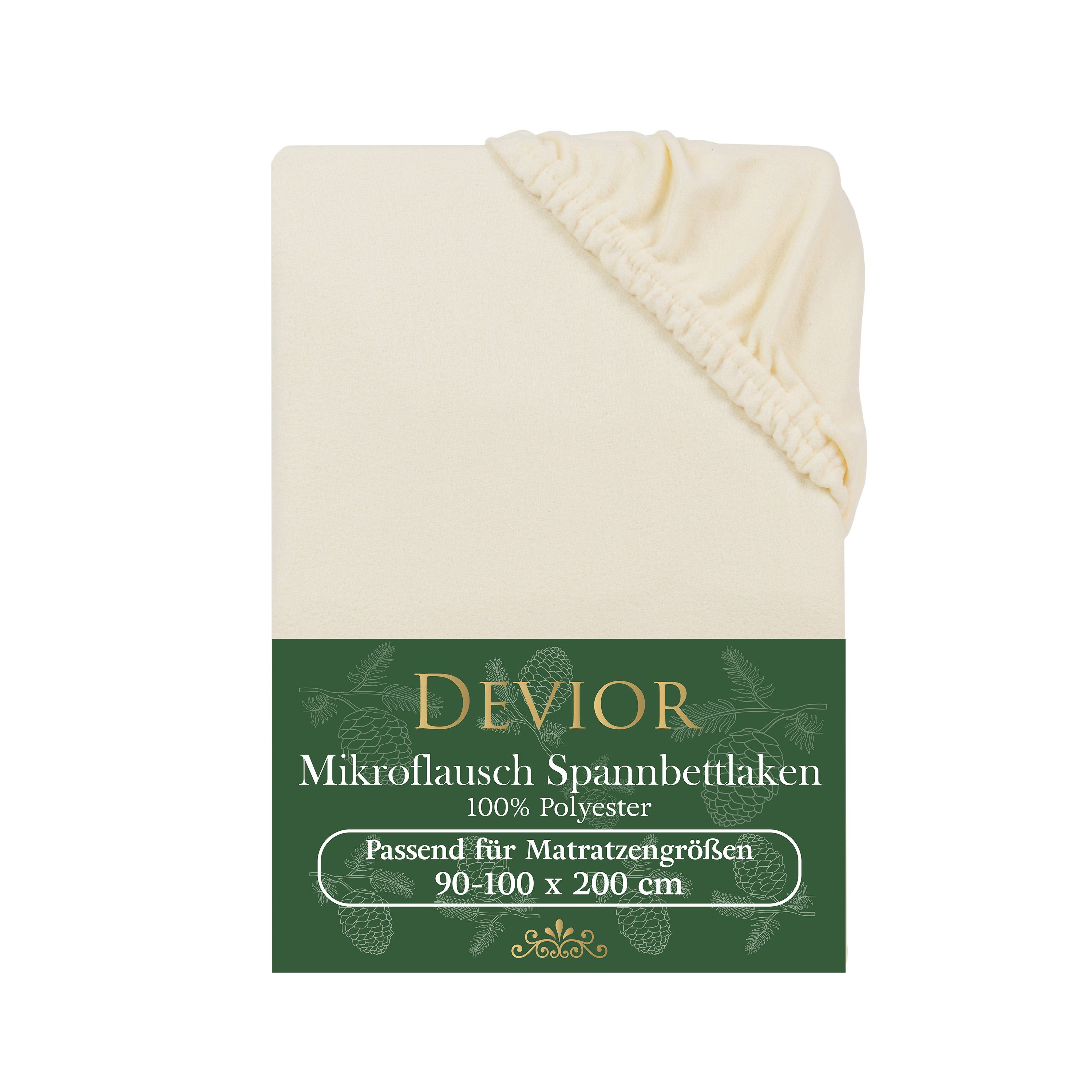 Devior Spannbettlaken Fleece 100% Polyester, kuschelig warmes Winterspannbettlaken, 140 g/m², Fleece, Gummizug: Rundumgummizug, Wärmehaltendes Bettlaken 90 x 200 cm für Standardmatratzen bis 22cm