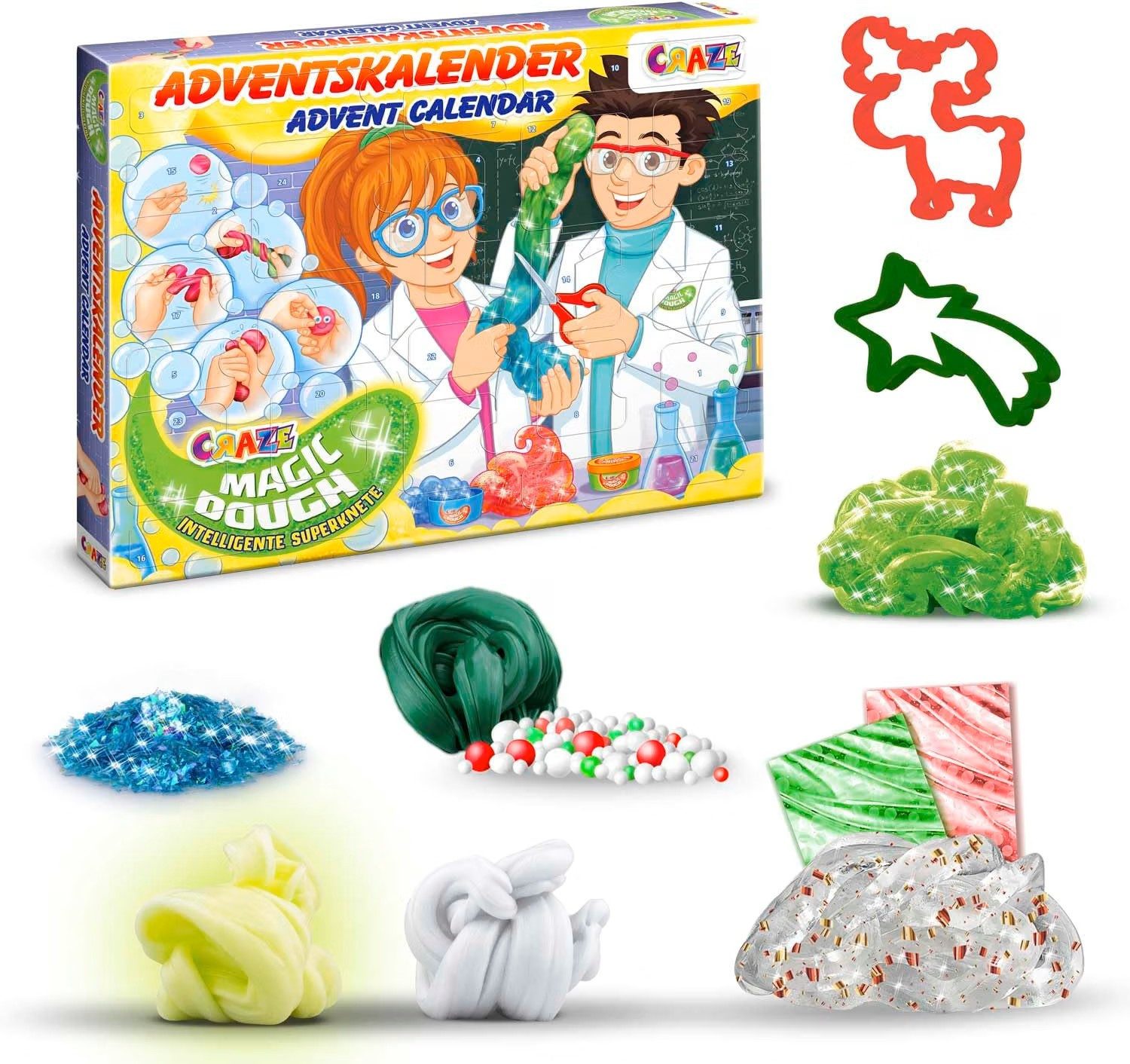 CRAZE Spielzeug-Adventskalender MAGIC DOUGH Adventskalender 2025 Kinder –Adventskalender mit Knete (24-tlg)