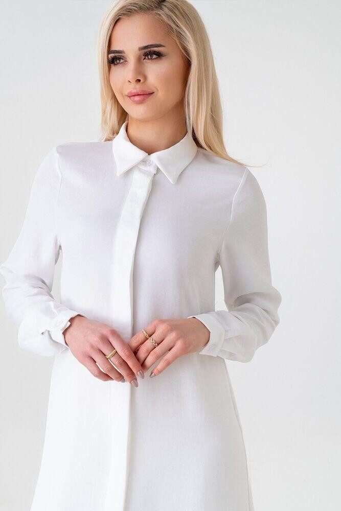 fashionshowcase Longtunika Damen lange Tunika verdeckte Knopfleiste Modest elastisch elegant minimalistischer Look, fließender Fall, ideal für Modest Outfits