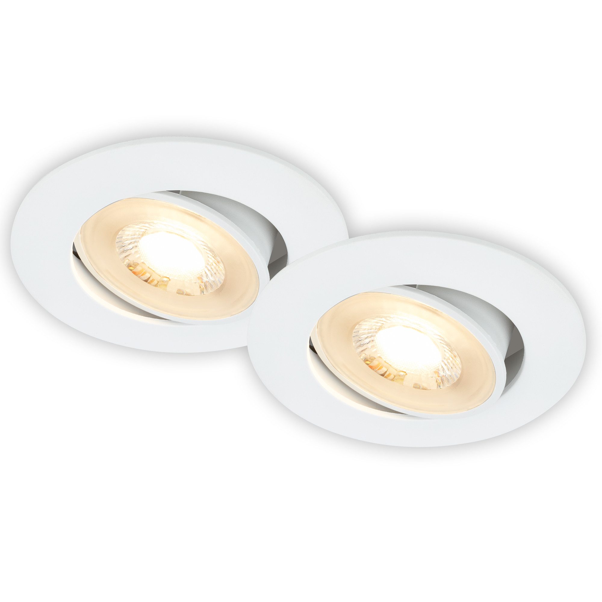 Briloner Leuchten LED Einbaustrahler 2er Set Schwenkbar Warmweiß Flaches Design, LED fest integriert