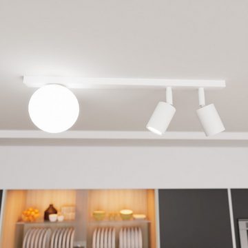 Licht-Erlebnisse Deckenstrahler PAULA, ohne Leuchtmittel, Metall Glas GU10 verstellbar Weiß 2-flammig Modern