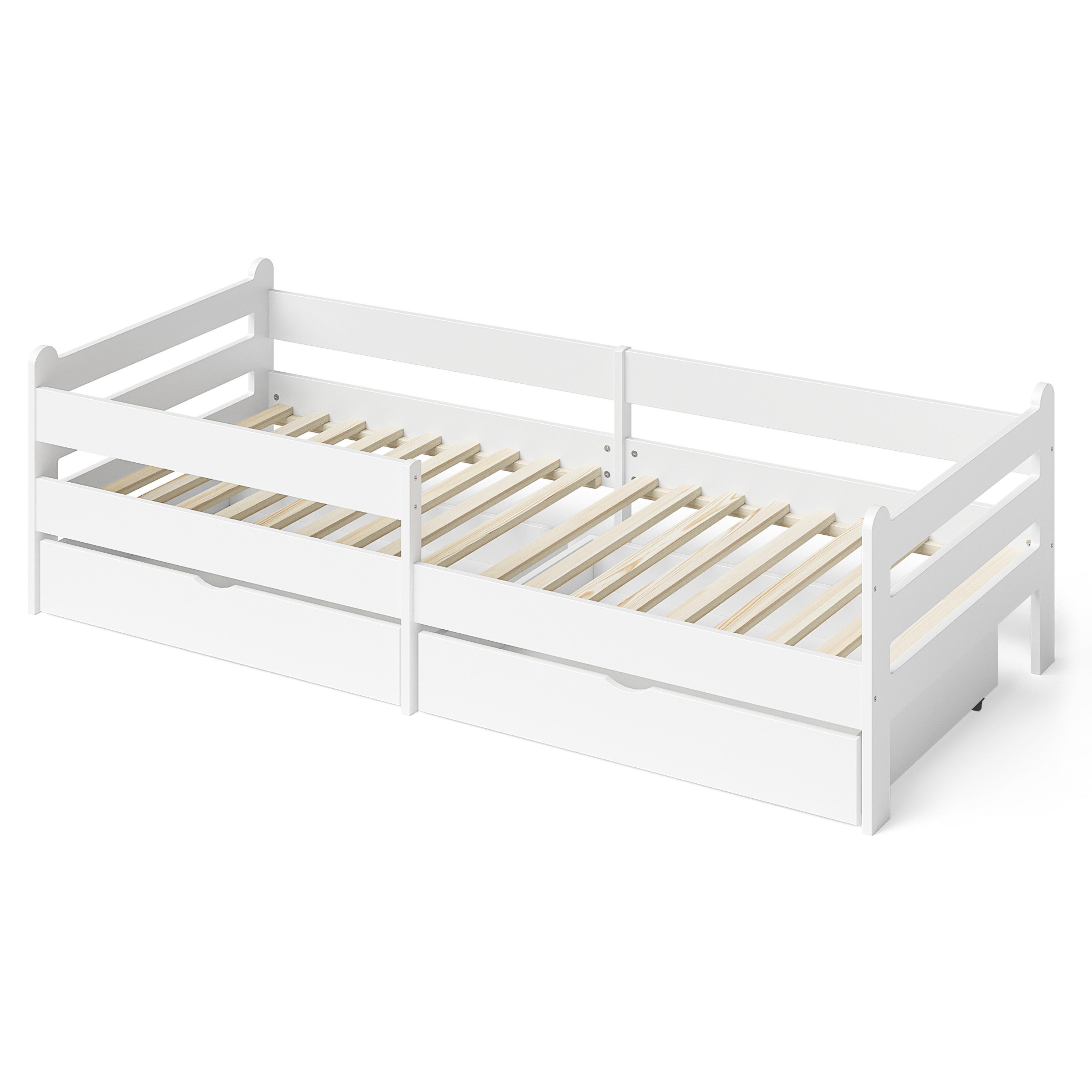 Bellabino Kinderbett Kuru (Einzelbett 90x200 cm in weiß), aus MDF