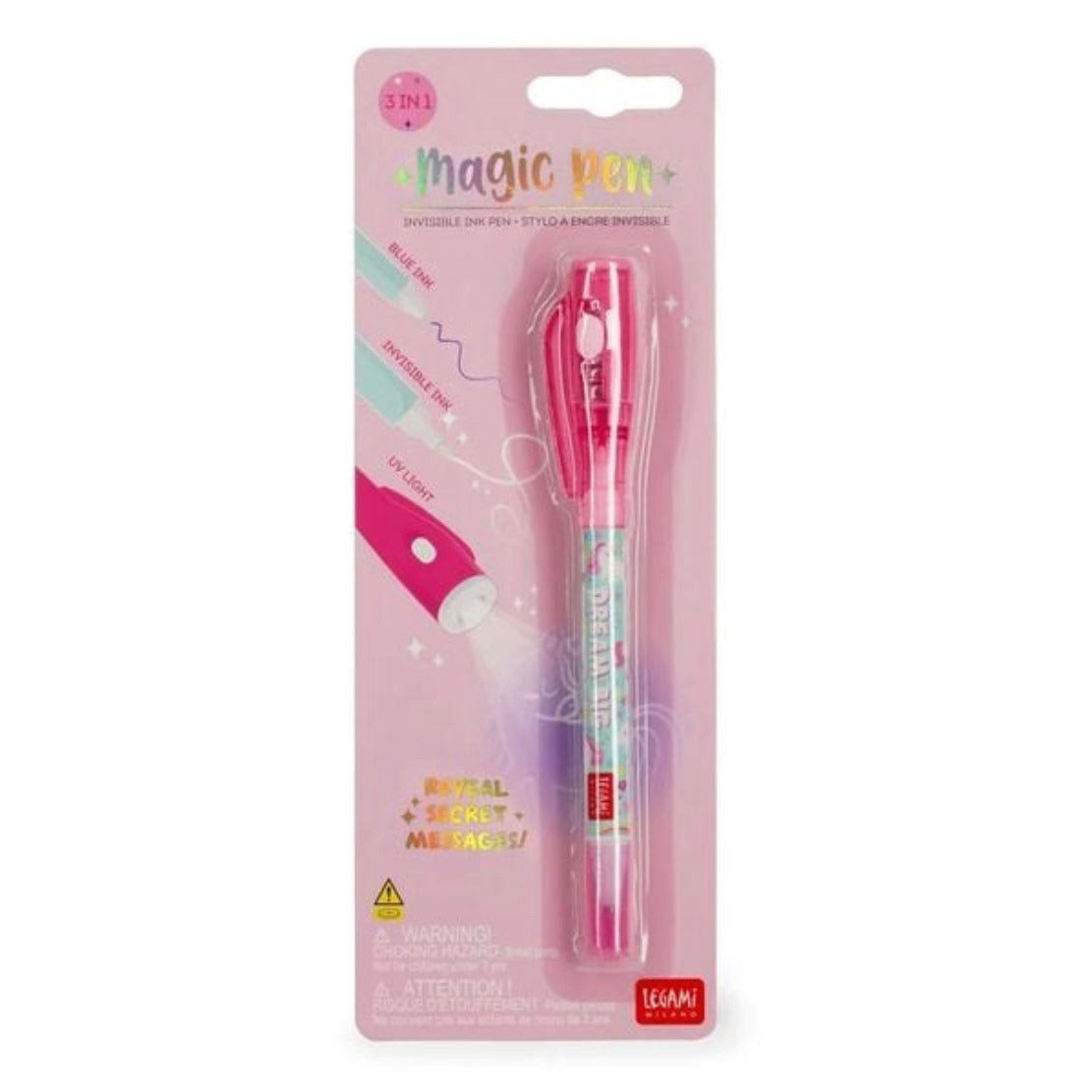 Legami Spiel LEGAMI Magic Pen Einhorn – Stift mit unsichtbarer Tinte & UV-Licht
