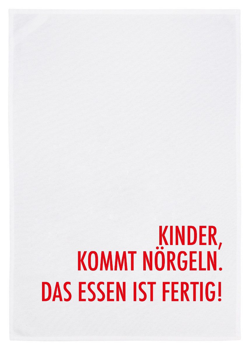 17;30 Hamburg Geschirrtuch Kinder kommt nörgeln das Essen ist fertig, Rot, (1-tlg), 50x70cm, Siebdruck