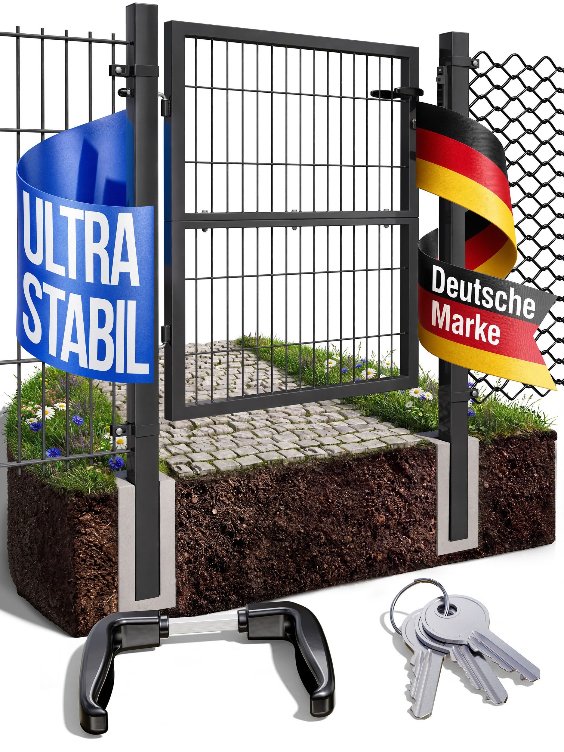 V2Aox Gartentor Gartentor Gartentür Zauntür Zauntor Gartenpforte Anthrazit Grün