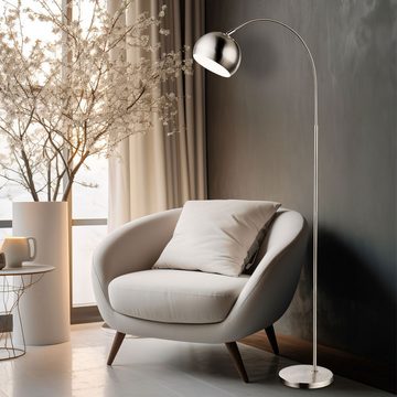 etc-shop LED Stehlampe, Leuchtmittel inklusive, Warmweiß, Bogen Steh Lampe Wohn Zimmer Beleuchtung Chrom Decken