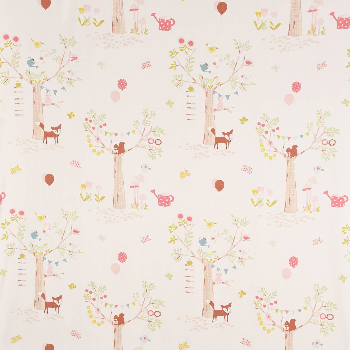 Rasch TEXTIL Stoff Baumwollstoff Dekostoff Bettwäschestoff Forest Bäume Blumen Tiere we, pflegeleicht