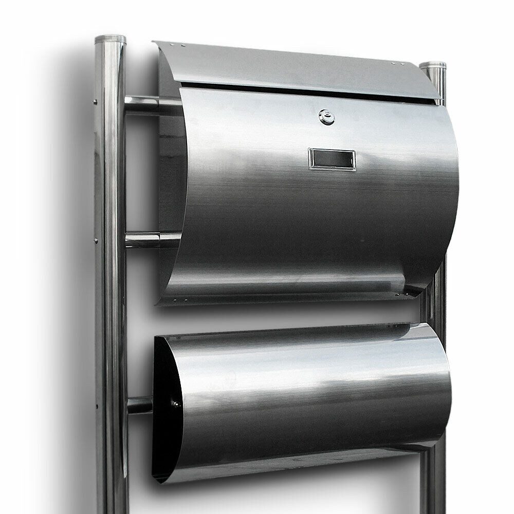 Bituxx Standbriefkasten Edelstahl mit separater Zeitungsrolle (MS-11385) – Bild 3 von 4