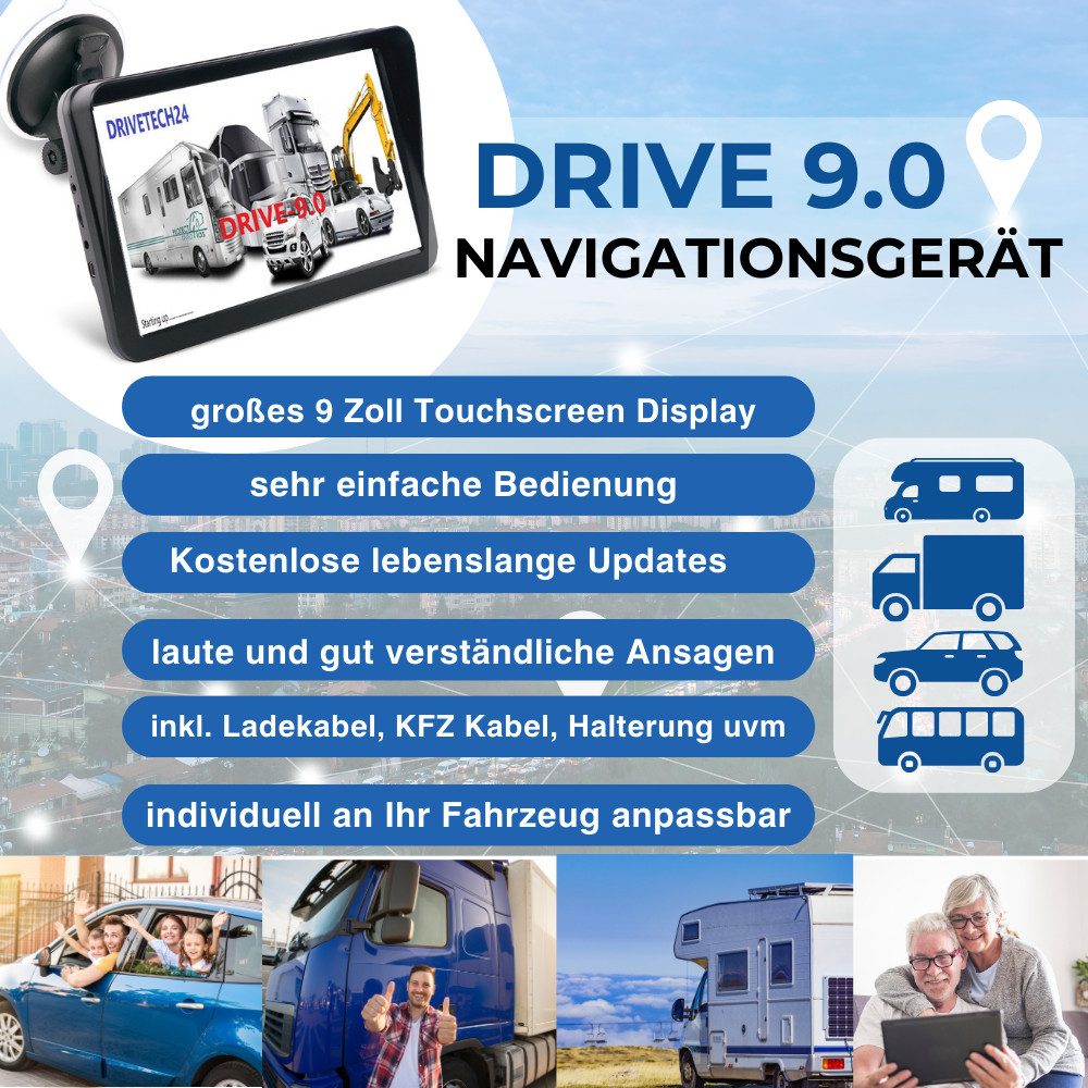 GABITECH großes 9 Zoll Navigationsgerät DRIVE 9.0 GPS für LKW Wohnmobil Bus PKW-Navigationsgerät (Zentraleuropa, inklusive lebenslanger Kartenupdates, inklusive – Bild 2 von 5
