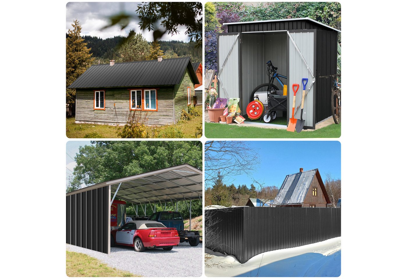 Thumbnail - Mondeer Wellplatte Dachplatten(14-tlg), (Metall Trapezblech, 14-St), Wellblechplatten für Dach, 7m², 110*46cm, Schwarz